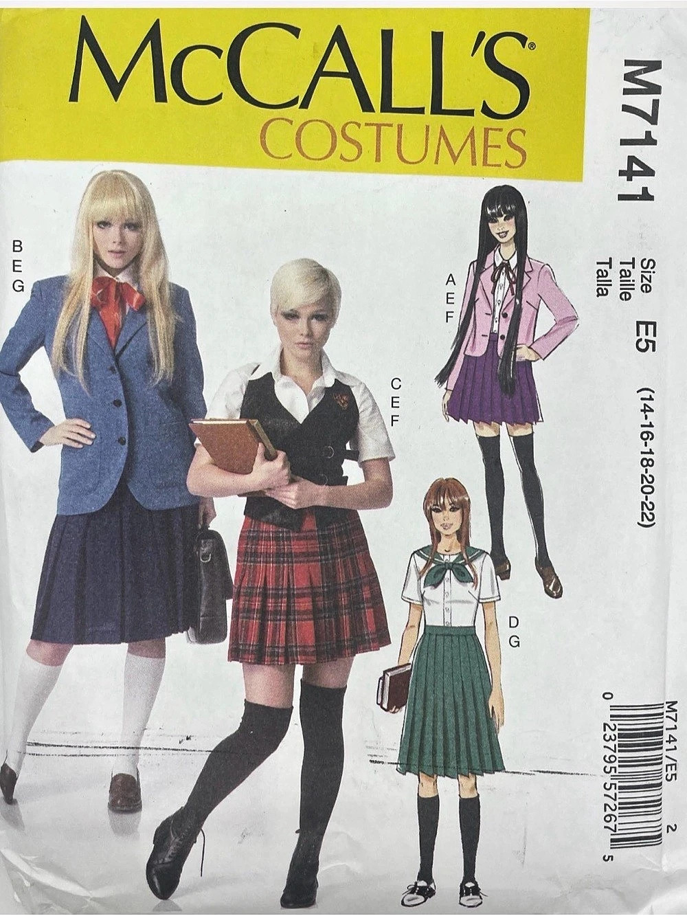 McCall's School Uniform Costumes M7141 Sewing Pattern Costume Dresses Sizes 14-2